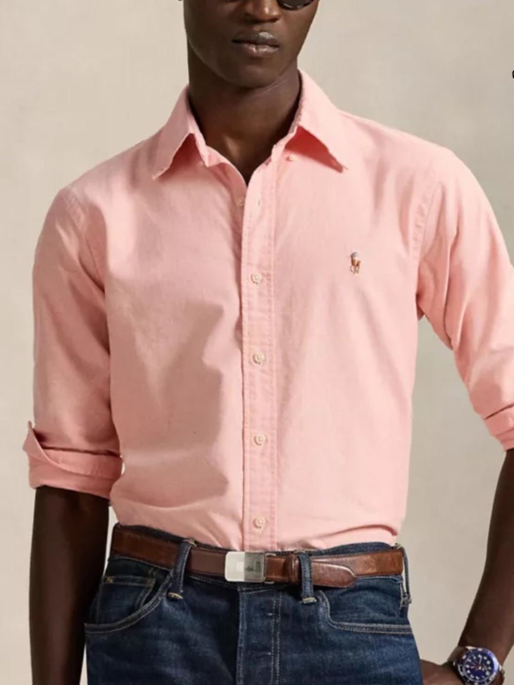 Ralph Lauren The Iconic Oxford Button Down Shirt Classic Fit Cotton Pink Polo